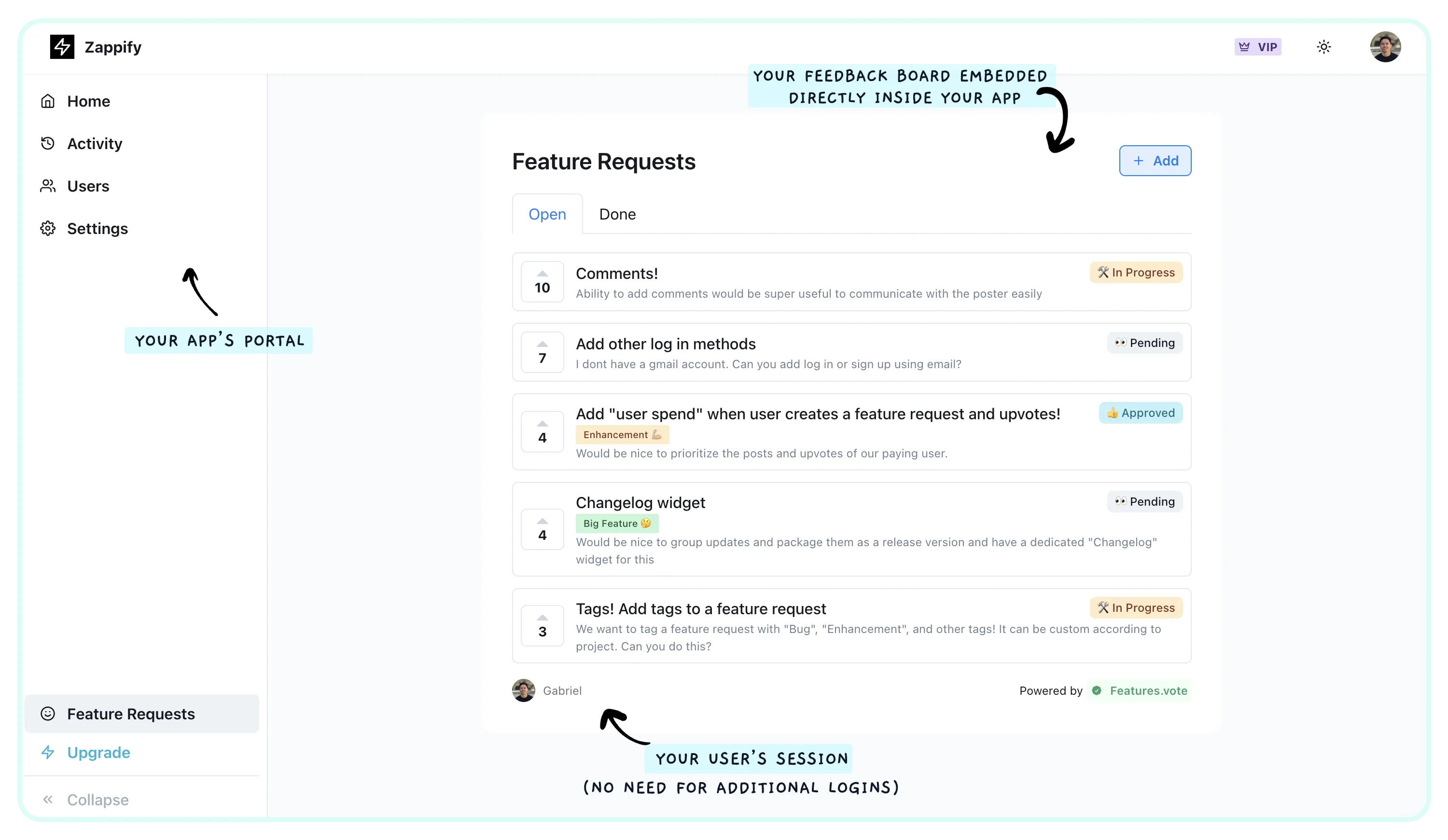 Features.Vote embeddable voting board — Canny alternative